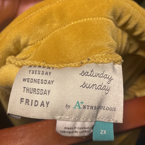 NWOT. Anthropologie yellow velvet size 2x - Picture 3 of 3